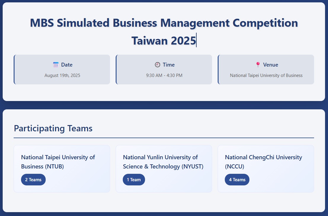 MBS Simulated Business Management Competition Taiwan 2025
